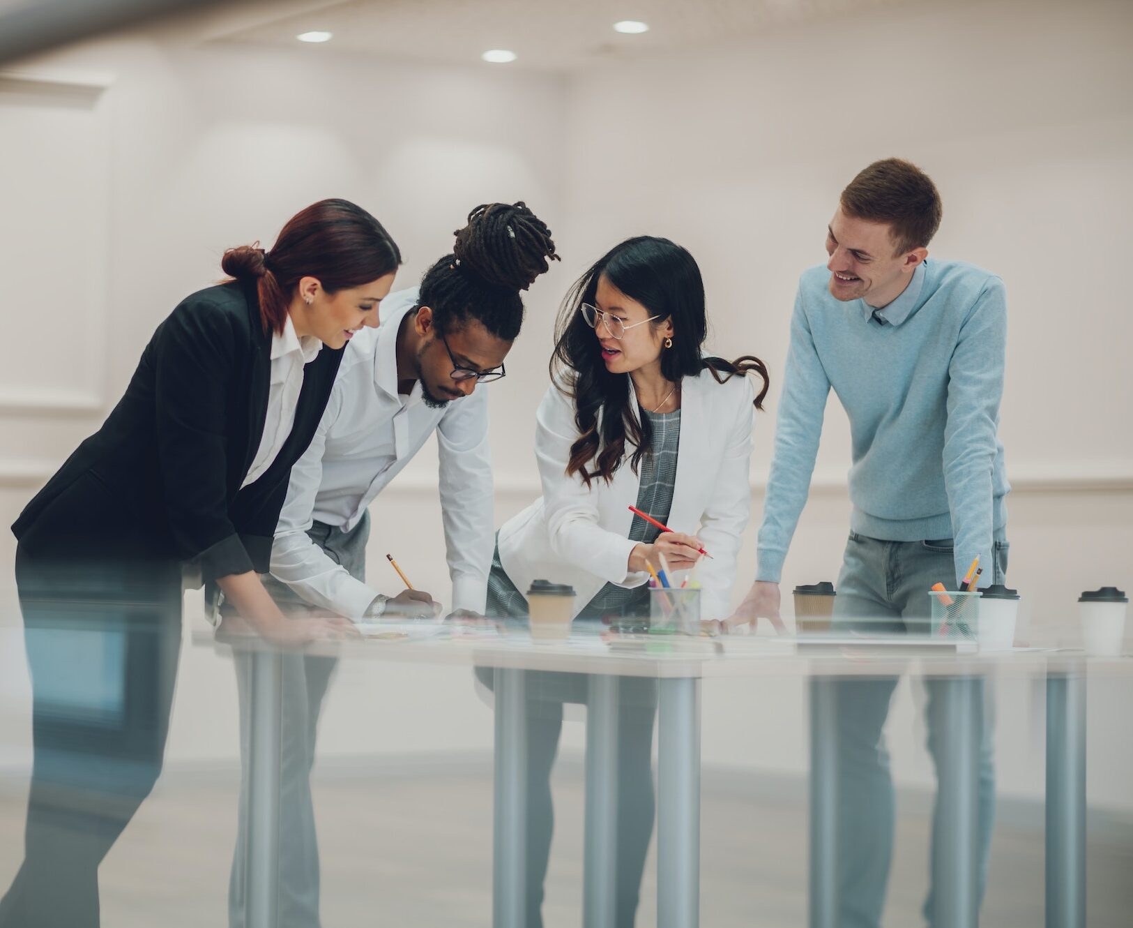 Multiracial business team having a meeting in office
